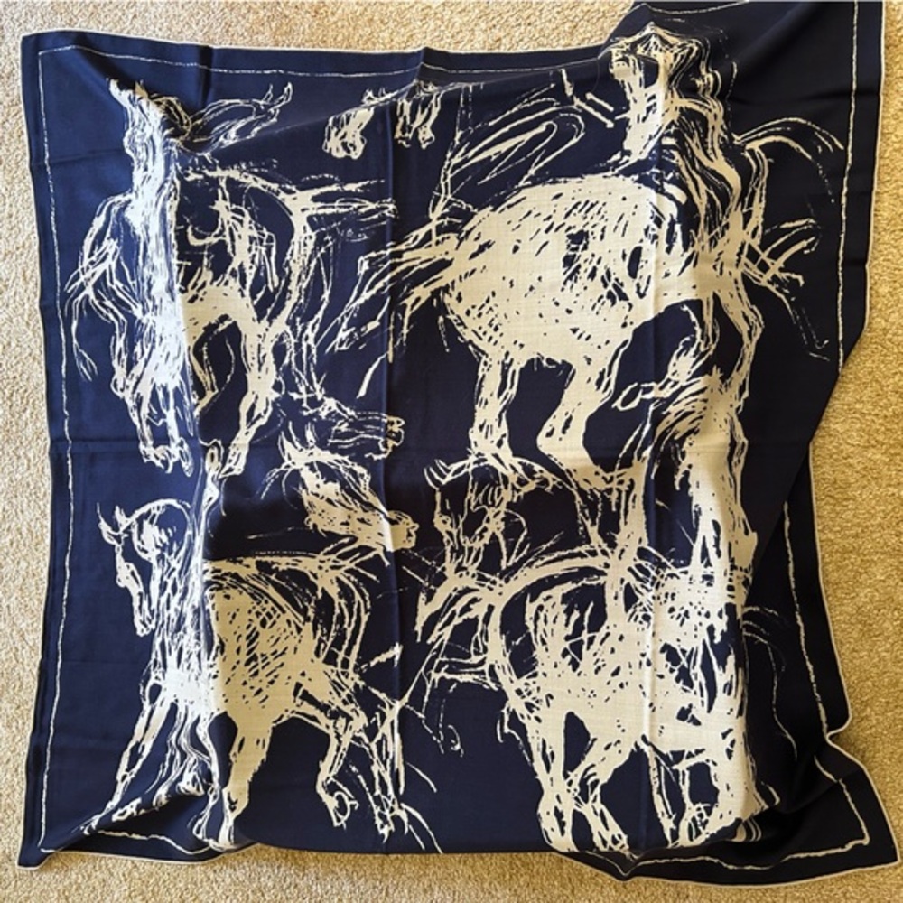 Navy & Cream Abstract Print Scarf | Lightweight Wrap | Minimalist Art Design